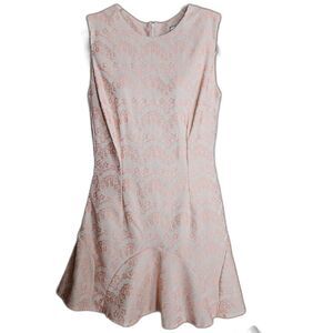 Windsor JR Womens Size Large Light Pink Floral Lace Sleeveless Ruffle-Hem Dress